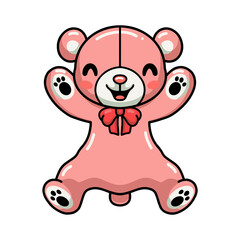 Naklejka premium Cute teddy bear cartoon raising hands