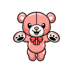 Cute teddy bear cartoon leaping