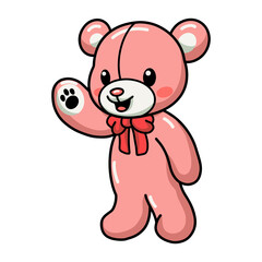 Obraz premium Cute teddy bear cartoon waving hand