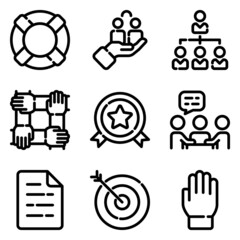 Business Flat Icon Set Isolated On White Background