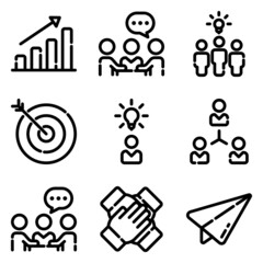 Business Flat Icon Set Isolated On White Background