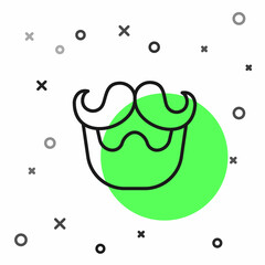 Black line Mustache and beard icon isolated on white background. Barbershop symbol. Facial hair style. Vector