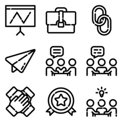 Business Flat Icon Set Isolated On White Background