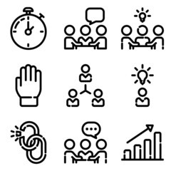 Business Flat Icon Set Isolated On White Background