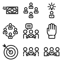 Business Flat Icon Set Isolated On White Background