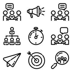 Business Flat Icon Set Isolated On White Background