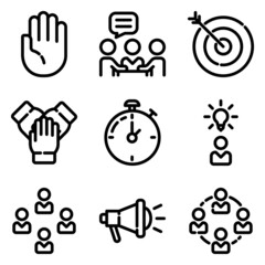 Business Flat Icon Set Isolated On White Background