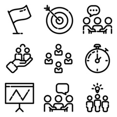 Business Flat Icon Set Isolated On White Background