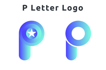 Letter P with Star Icon Logo Template Design vector for company business. full editable layout