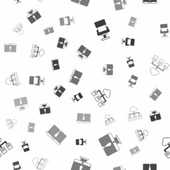 Set Office chair, Video chat conference, Online working and on seamless pattern. Vector