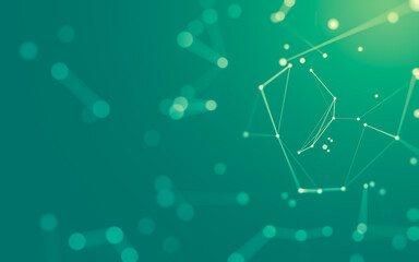 Abstract background. Molecules technology with polygonal shapes, connecting dots and lines. Connection structure. Big data visualization.