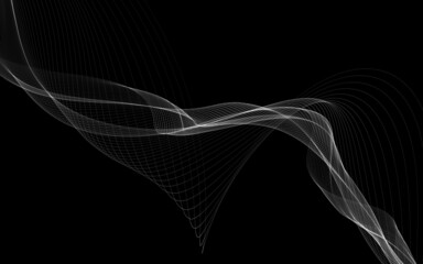 Dark abstract background with a glowing abstract waves