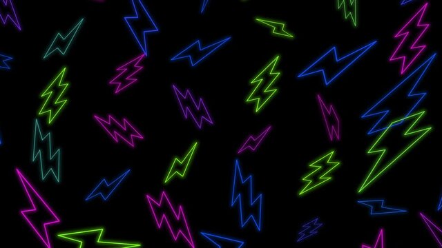 Green, purple and blue neon zigzag pattern in 80s style, abstract business, corporate and retro style background
