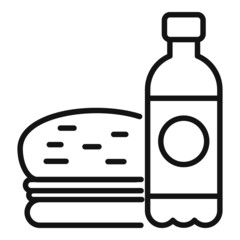Lunch water bottle icon outline vector. Healthy meal