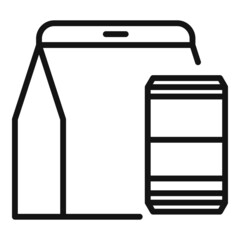 Lunch bag icon outline vector. Food box