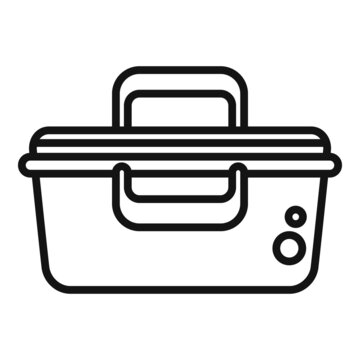 Plastic lunch box icon outline vector. School meal