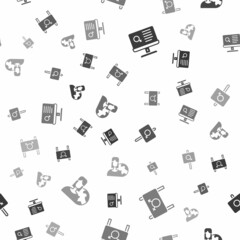 Set Dating app, Feminist activist, and Women from different countries on seamless pattern. Vector