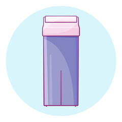 Cassette waxing roller isolated vector illustration. Cartridge depilation wax colorful icon. Roll on hair removal tool isolated vector illustration.