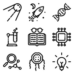 Science Flat Icon Set Isolated On White Background
