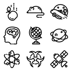 Science Flat Icon Set Isolated On White Background