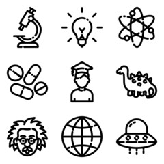 Science Flat Icon Set Isolated On White Background