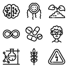 Science Flat Icon Set Isolated On White Background