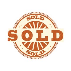 SOLD Stamp and Rubber Grunge Vector Illustration
