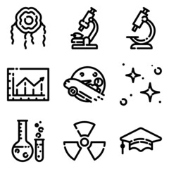 Science Flat Icon Set Isolated On White Background