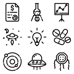 Science Flat Icon Set Isolated On White Background