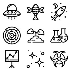 Science Flat Icon Set Isolated On White Background