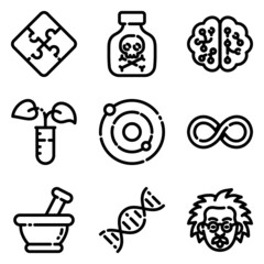 Science Flat Icon Set Isolated On White Background