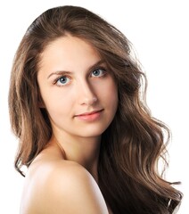 Beauty portrait of female face with natural clean skin