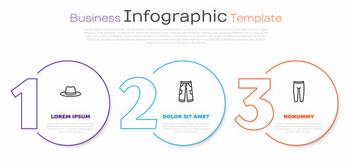 Set line Man hat, Pants and Leggings. Business infographic template. Vector