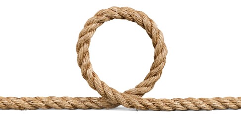 Tied  square knot, linen rope in the shape of a round