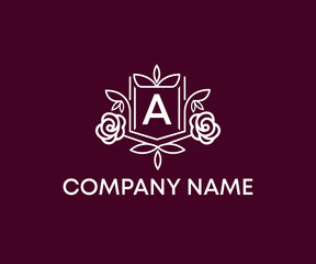 a luxury logo, luxury logo, a, a letter logo, a monogram, a initial letter logo, Elegant luxury identity design in rose and white.
