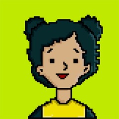 Pixel art style people character illustration