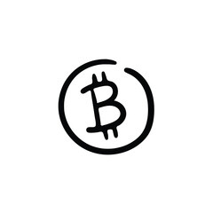 Hand drawn cryptocurrency token. Simple vector icon
