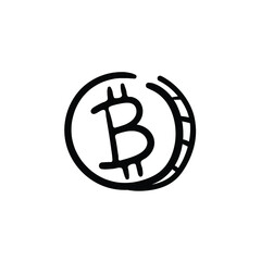 Hand drawn cryptocurrency token. Simple vector icon