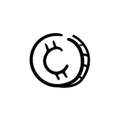 Hand drawn cryptocurrency token. Simple vector icon