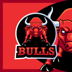 Cartoon bull mascot design template