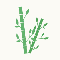 Isolated flat simple green bamboo element silhouette