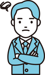 Clip art of a man in a suit(blazer) with a worried face