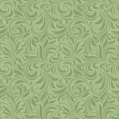 Vector vintage seamless green floral pattern