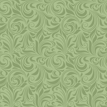 Vector vintage seamless green floral pattern