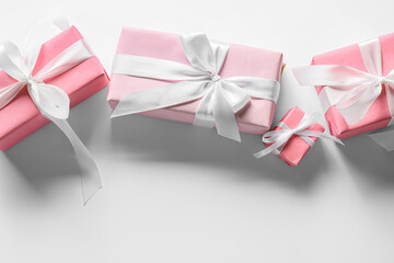 Gifts for Valentine Day on light background