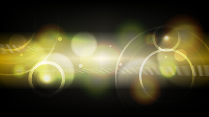 Golden Soft bokeh with Circle ripple, in dark horizontal vignette