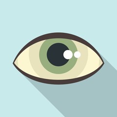 Eye emblem icon flat vector. View pictogram