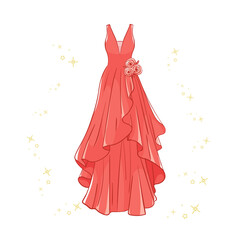 Fototapeta premium Model of a red evening dress.