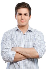 friendly man with arms crossed