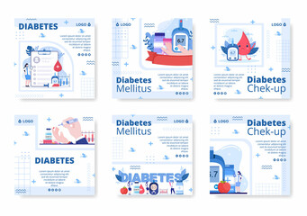 Fototapeta na wymiar Diabetes Testing Post Template Flat Design Illustration Editable of Square Background Suitable for Healthcare Social media or Greetings Card